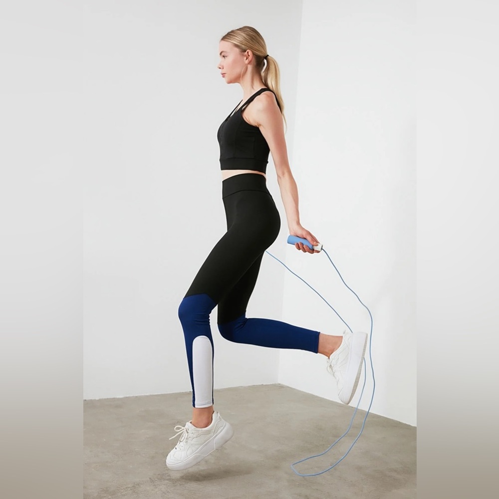 Black Color Block Sports Leggings
